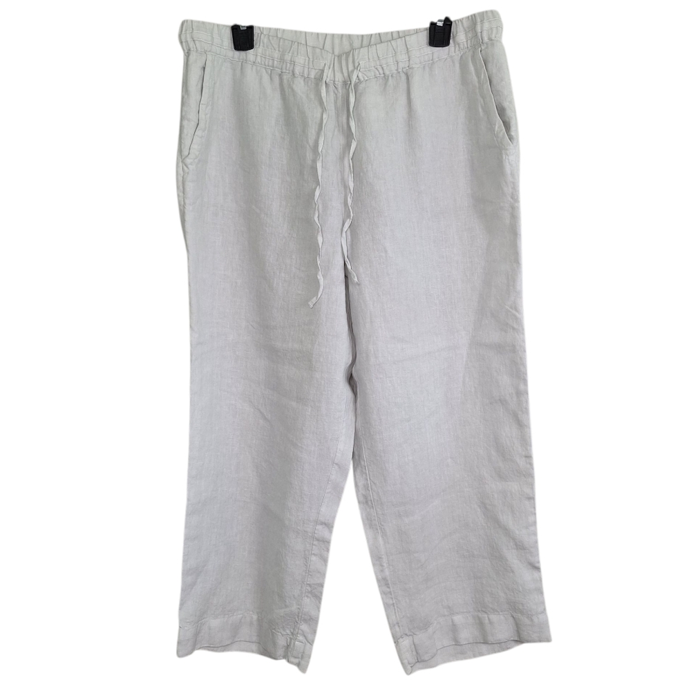 Linen Charter Club Luxury 100% Linen Elastic Waist Wide Leg Trouser Pants L